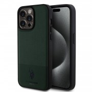 Θήκη Δερματίνης U.S. Polo PU Leather Mesh Pattern Double Horse Case για iPhone 15 Pro Max  - Green