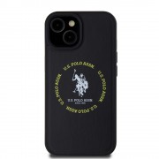 Θήκη Δερματίνης U.S. Polo PU Leather Printed Round Double Horse MagSafe Case για iPhone 15 - Black