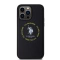 Θήκη Δερματίνης U.S. Polo PU Leather Printed Round Double Horse MagSafe Case για iPhone 15 Pro Max  - Black