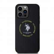 Θήκη Δερματίνης U.S. Polo PU Leather Printed Round Double Horse MagSafe Case για iPhone 15 Pro - Black