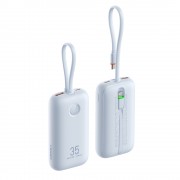 PowerBank Veger K1 - 10000mAh 35W Built in Cables Lightning & USB-C και με Θύρa USB-A και Θύρα USB-C Power Delivery / Quick Charge 3.0 - Frost Blue