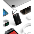PowerBank Veger K2 W2068 - 20000mAh 35W Built in Cables Lightning & USB-C και με Θύρa USB-A και Θύρα USB-C Power Delivery / Quick Charge 3.0 - Black