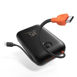 PowerBank Veger K3- 30000mAh 35W Built in Cable Lightning & USB-C με Θύρa USB-A και Θύρα USB-C Power Delivery / Quick Charge 3.0 - Black