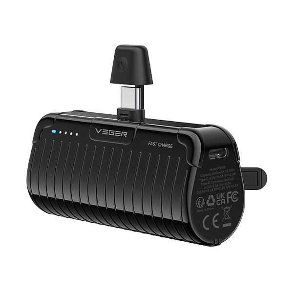 Veger Cordless W0558 20W Mini Power Bank 5.000mAh Power Delivery ( Type-C ) - Black