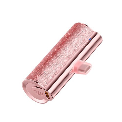 Veger Lipstick W0573 12W Mini Power Bank 5.000mAh Power Delivery ( USB-C ) - Glitter Pink