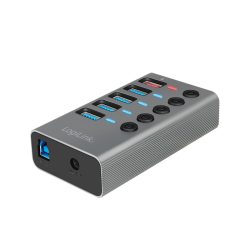 LogiLink USB 3.2 Hub 5 Θυρών με σύνδεση USB-A & Θύρα Φόρτισης και Εξωτερική Παροχή Ρεύματος - Grey