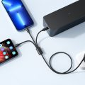 Καλώδιο φόρτισης Veger Premium 3in1 Braided USB σε USB-C / Lightning / Micro 3.5A, 1.50m - Black