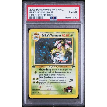 Erika”s Venusaur - Gym Challenge - English 2000 - #4/132 - PSA EX-MT 6 - Pokemon Graded Card