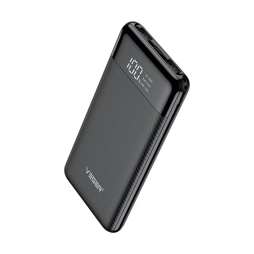 PowerBank Veger Carbon Fiber L11 - 10000mAh LED Quick Charge  2x USB-A - Black