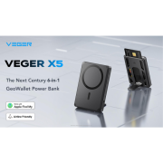 PowerBank Veger X5 MagSafe Wallet Power Bank 5000mAh 15/20W με Θύρα USB-C  - Black 