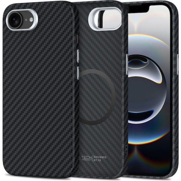 Σκληρή Θήκη Tech-Protect Ion Carbon με Magsafe για iPhone 16e - Black/Silver	