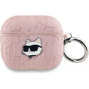 Θήκη Σιλικόνης Karl Lagerfeld Monogram Choupette Head  3D Logo NFT για Apple AirPods 3 - Pink