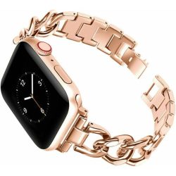 Λουράκι Bracelet Elegant Metal Beads για Apple Watch 42/44/45/46/49 Series 10 2024 - Rose Gold