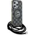 Θήκη Σιλικόνης Karl Lagerfeld Iml Monogram Back Cover με Λουράκι  για iPhone 15 Pro Max - Black