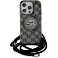 Θήκη Σιλικόνης Karl Lagerfeld Iml Monogram Back Cover με Λουράκι  για iPhone 15 Pro Max - Black