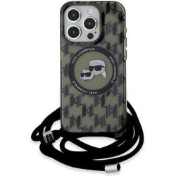 Θήκη Σιλικόνης Karl Lagerfeld Iml Monogram Back Cover με Λουράκι  για iPhone 15 Pro Max - Black