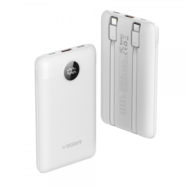 Veger Mini Fast Charge Power Bank  C11C  (W1170) 10000 Mah - White