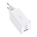  Φορτιστής Τοίχου Baseus GaN5 Pro με 1 Θύρα USB-Α & 2 θύρες USB-C (65W) - White