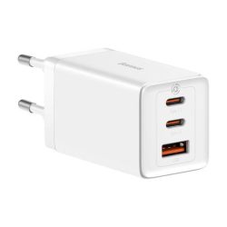  Φορτιστής Τοίχου Baseus GaN5 Pro με 1 Θύρα USB-Α & 2 θύρες USB-C (65W) - White