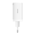  Φορτιστής Τοίχου Baseus GaN5 Pro με 1 Θύρα USB-Α & 2 θύρες USB-C (65W) - White