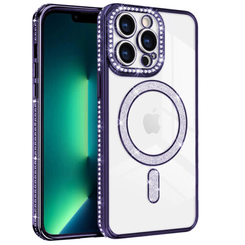Θήκη Σιλικόνης Orso Bare Look Diamonds με Magsafe για iPhone 13 Pro Max-Purple