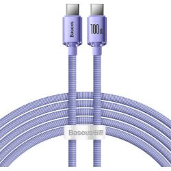 Καλώδιο Φόρτισης Baseus Crystal Shine Braided USB-C σε USB-C, 100W, PD, 2m - Purple