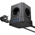 Πολύπριζο Hoco PowerCube 5 Θέσεων με USB-C και Καλώδιο 2m - Black