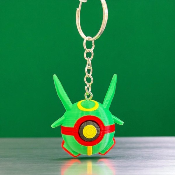 Pokemon 3D Printed Keychain Pokéball - Rayquaza