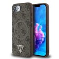 Θήκη Δερματίνης Guess PU 4G Strass Triangle Metal Logo με MagSafe για iPhone 16e - Brown