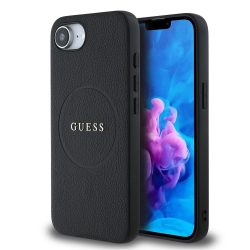 Θήκη Δερματίνης Guess PU Grained Classic Logo MagSafe για iPhone 16e - Black