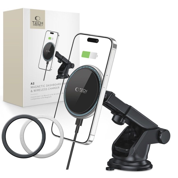 Μαγνητική Βάση Aυτοκινήτου Tech-Protect A2 για το Ταμπλό με Ασύρματη Φόρτιση MagSafe - Black