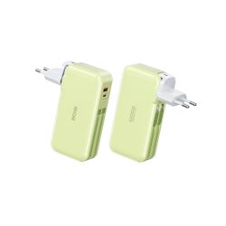 Power Bank/Charger Wekome WP-46 10000mAh 22.5W με 1 Θύρες USB-A και 1 Θύρα USB-C & Ενσωματομένα Καλώδια - Green