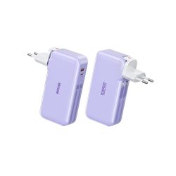 Power Bank/Charger Wekome WP-46 10000mAh 22.5W με 1 Θύρες USB-A και 1 Θύρα USB-C & Ενσωματομένα Καλώδια - Purple