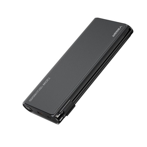 PowerBank Veger TC130 - 25000mAh LED Quick Charge 130W 1x USB-A, 1X USB-C & Ενσωματωμένα Καλώδια - Black