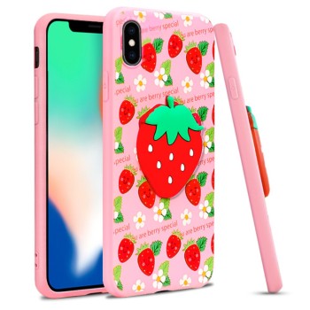 Θήκη Σιλικόνης Imak Stereoscopic για Apple iPhone XS/iPhone X - Strawberry