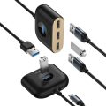 Αντάπτορας Baseus Square Round USB Adapter, HUB USB 3.0 to 1x USB 3.0 + 3x USB 2.0.  1m - Black