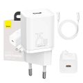 Φορτιστής Baseus με Θύρα USB-C και Καλώδιο USB-C 25W - White