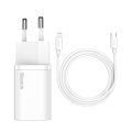 Φορτιστής Baseus Super Si Quick Charger USB-C + Καλώδιο 1m Lightning σε USB- C 20W 3A - White