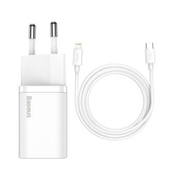 Φορτιστής Baseus Super Si Quick Charger USB-C + Καλώδιο 1m Lightning σε USB- C 20W 3A - White