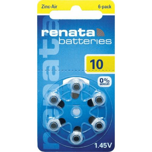 Renata Μπαταρίες Ακουστικών Βαρηκοΐας 10 1.45V 6 τμχ