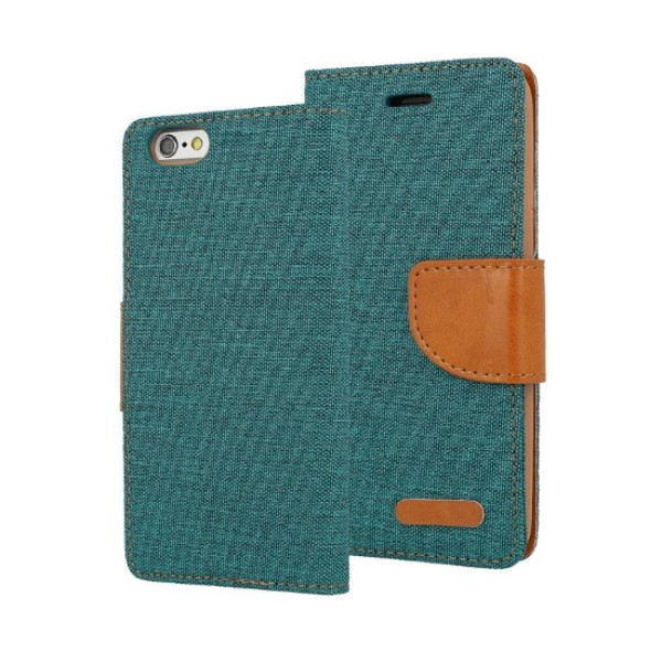 Θήκη Book Canvas Magnet για Apple iPhone 7 Plus/ 8 Plus - Green/Brown