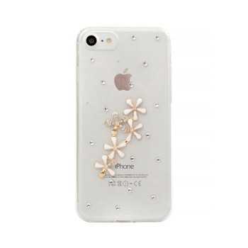 Θήκη Σιλικόνης Diamond Line of Flowers για Apple iPhone X/XS - Clear