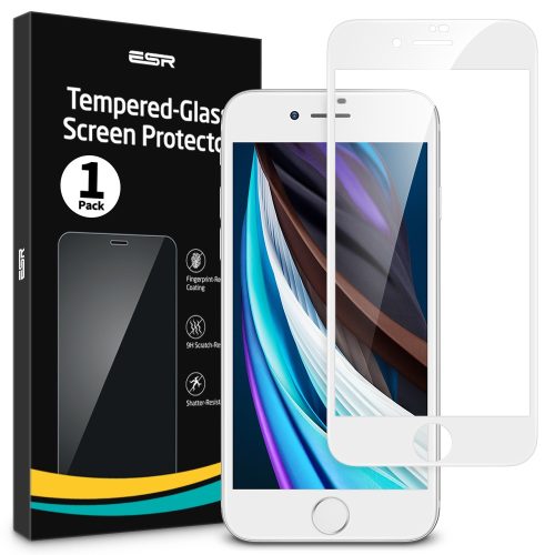 ESR Tempered Glass Full Cover iPhone 7/8/SE (With Easy Installation Frame) - White