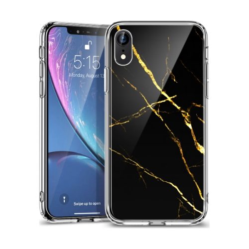 Θήκη Σιλικόνης ESR Mimic Tempered Glass Marble για Apple iPhone 11/XR - Black/Gold