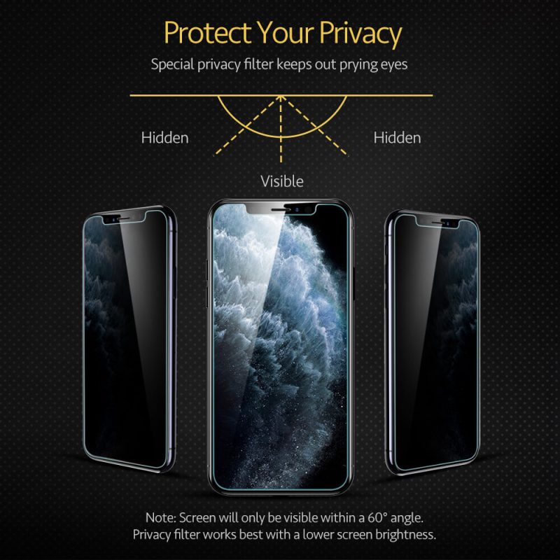 Tempered Glass ESR Full Cover Privacy iPhone 12/ 12 Pro (With Easy Installation Kit) - 2 Pack