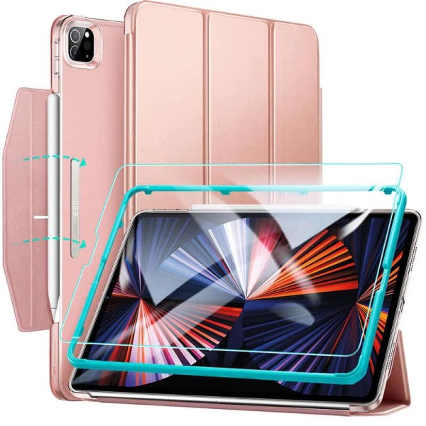 Θήκη Book Set Ascend Trifold Case μαζί με Tempered Glass για Apple iPad Pro 12.9 (2021-2022) - Air 13 (2024) - Rose Gold