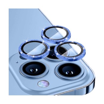 Tempered Glass Πίσω Κάμερας Enkay 3 in 1 with Glitter για Apple iPhone 14 Pro/14 Pro Max - Blue