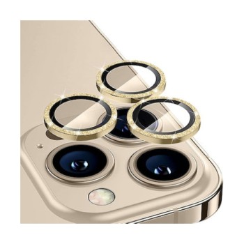 Tempered Glass Πίσω Κάμερας 3 in 1 with Glitter για Apple iPhone 14 Pro/14 Pro Max - Gold