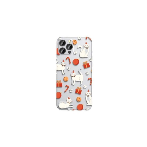 Θήκη Σιλικόνης Forcell Christmas Cat για iPhone 13 Pro Max - Διάφανη