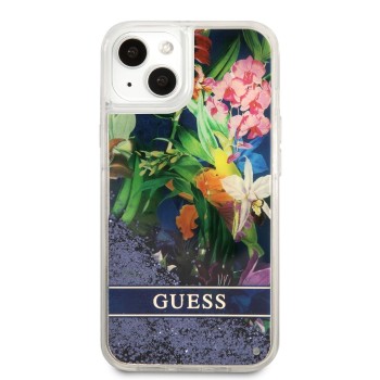 Θήκη Guess Liquid Glitter Flower για iPhone 13 Mini - Blue